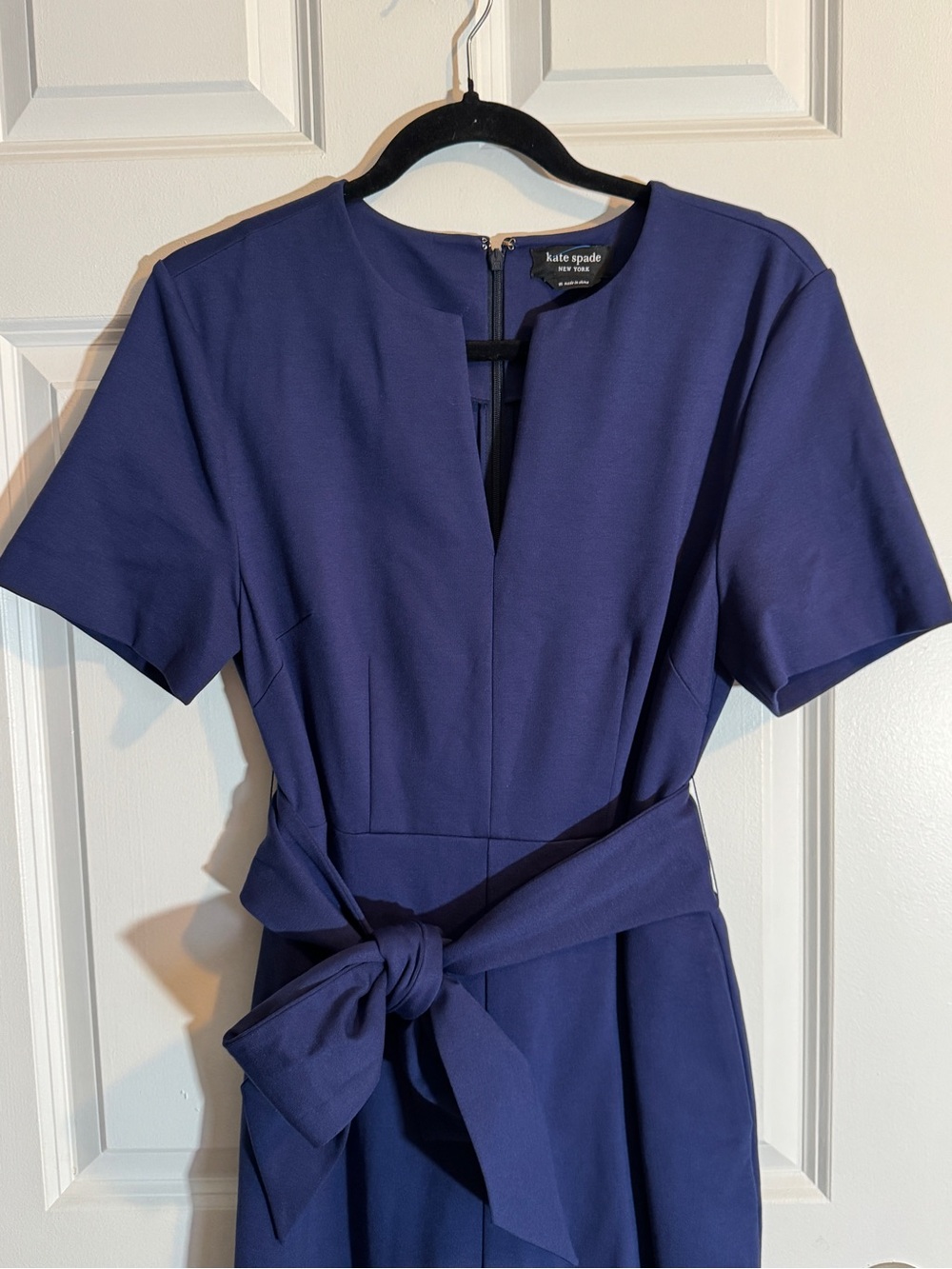 kate spade Royal Blue Short-Sleeve Belted Wide-Leg Jumpsuit - Picture 9 of 11